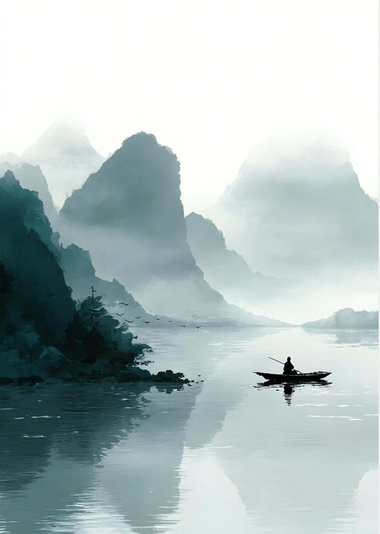  misty Japanese landscape wall art-Still Waters 