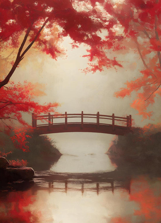 Autumn Japanese Bridge Landscape