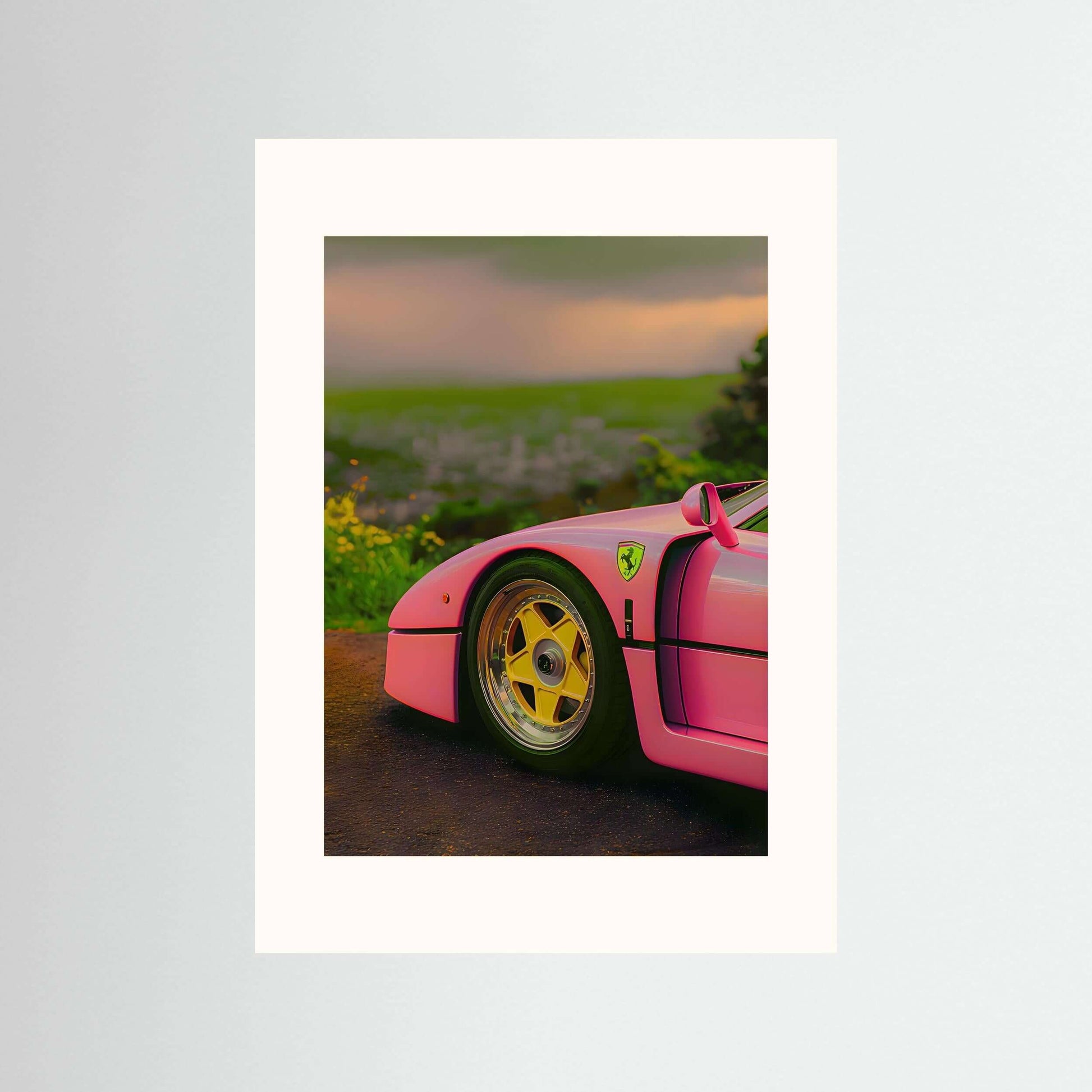  pink supercar wall art-Pink Supercar Detail Wall Art