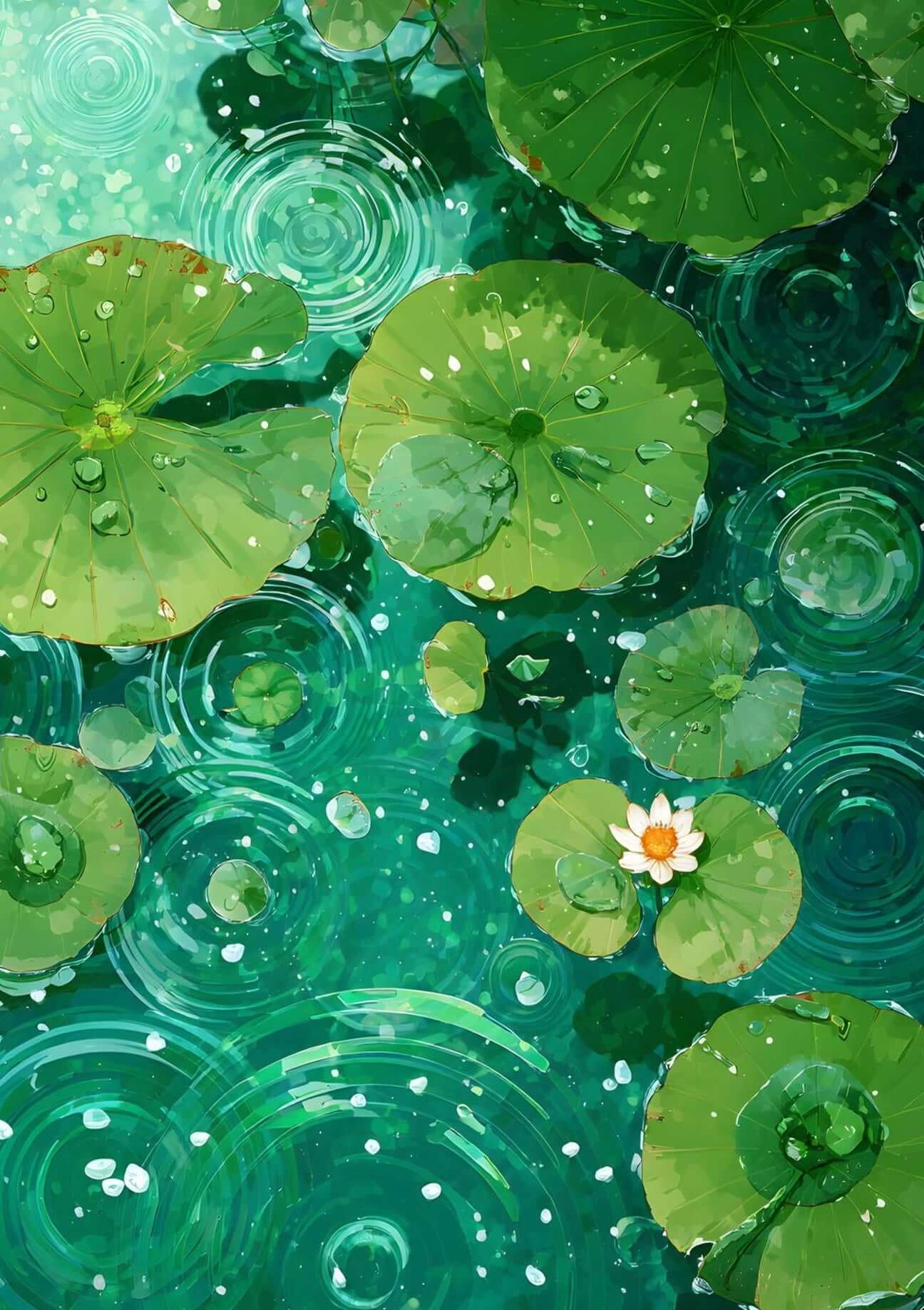 japandi lotus pond wall art-Still Water Garden