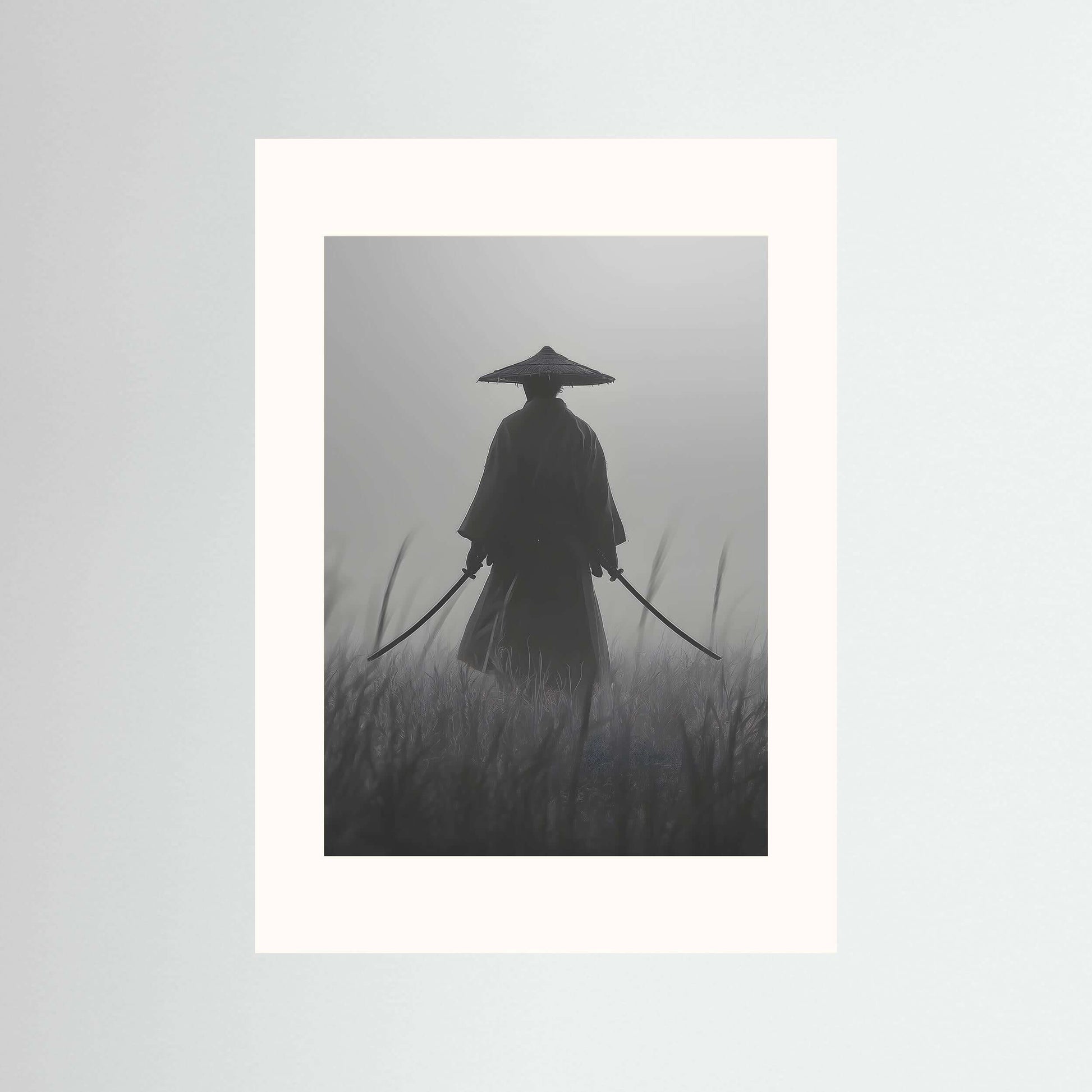 Monochrome Samurai Wall Art – Cinematic Warrior Canvas Print