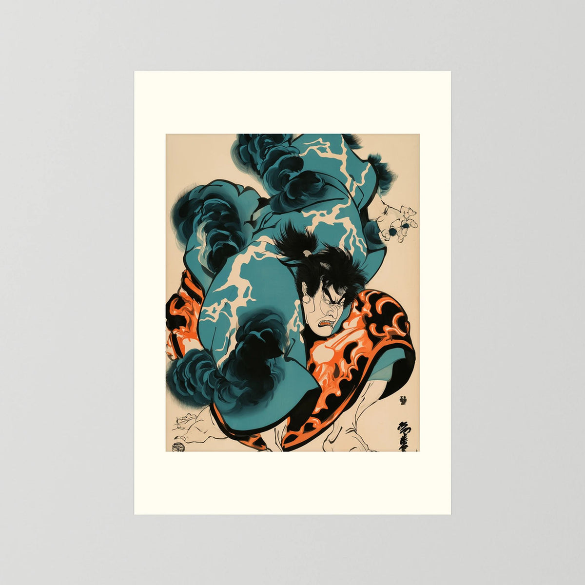 Japanese Kabuki Warrior Wall Art – Ukiyo-e Style Print