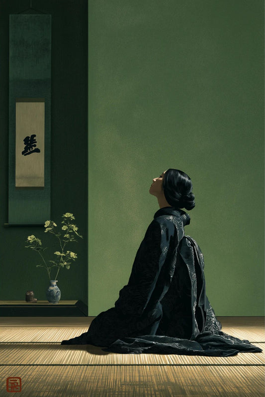 Japanese Woman in Kimono Wall Art – Minimalist Japandi Print