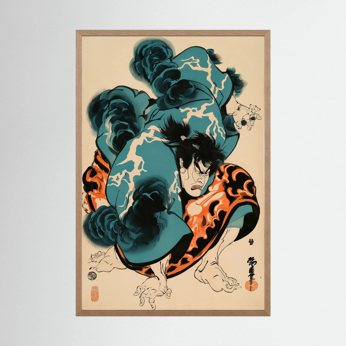 Japanese Kabuki Warrior Wall Art – Ukiyo-e Style Print