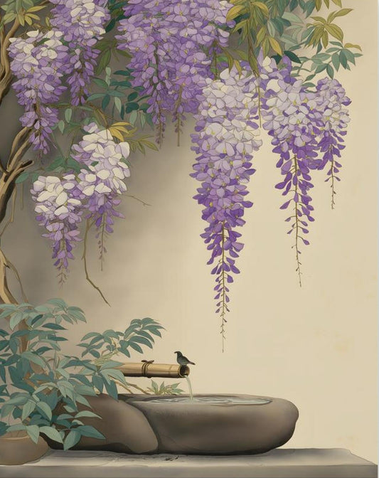 Japanese Wisteria Garden Zen Art Print Poster