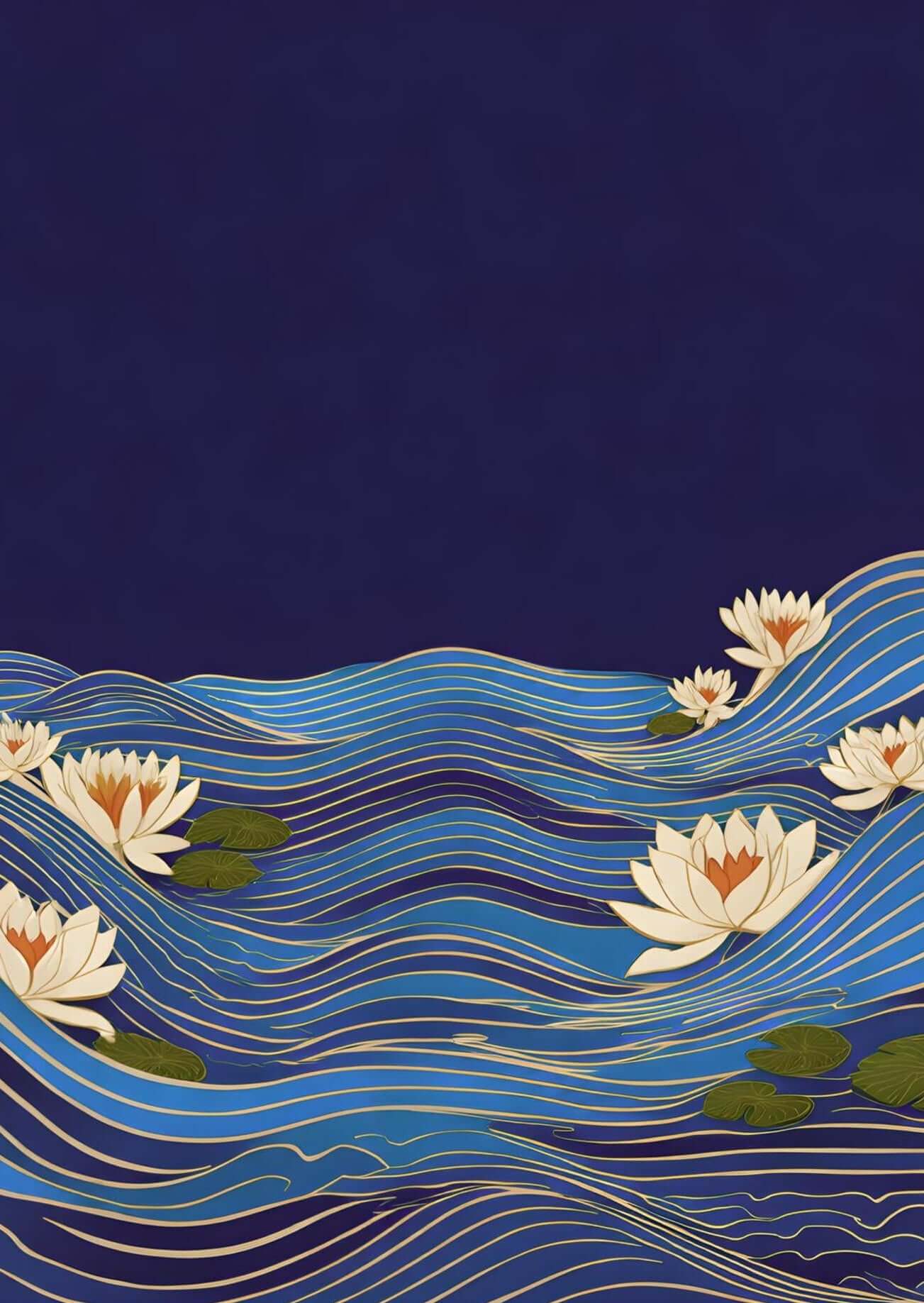  Japandi minimalist wall art print-Midnight Lotus Drift