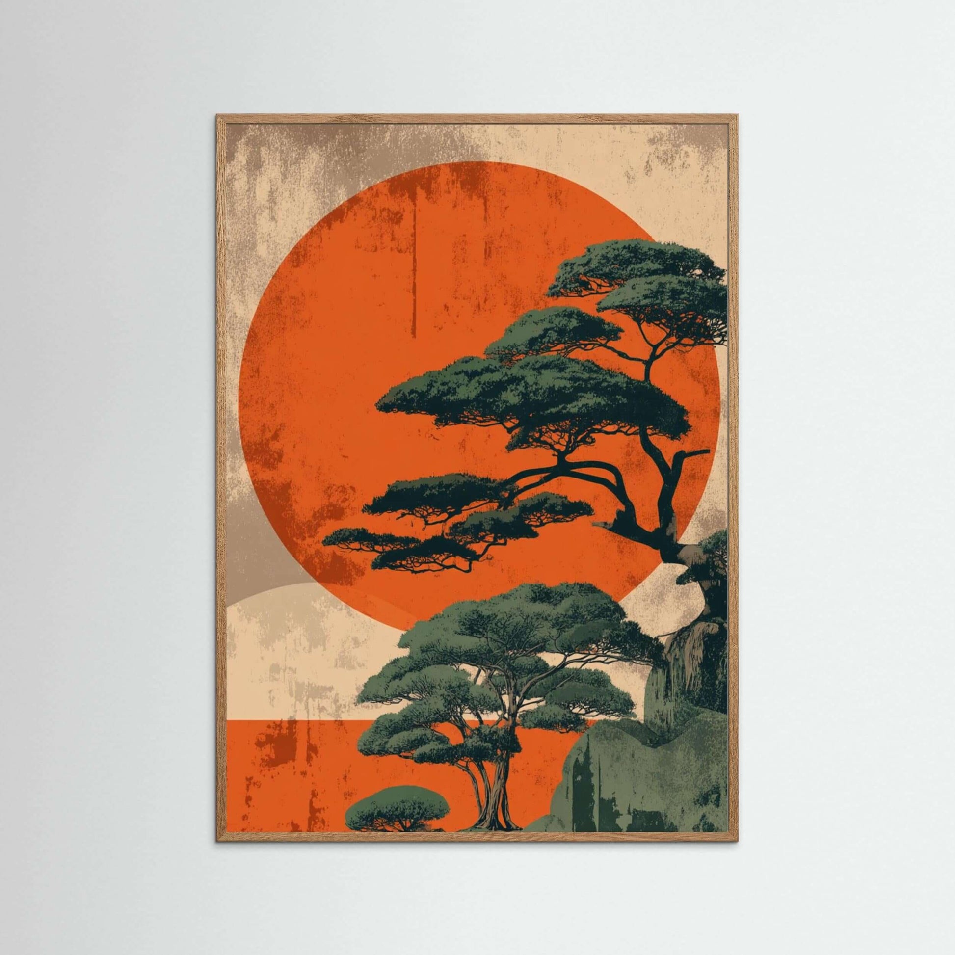  Japandi pine tree wall art-Enduring Stillness 