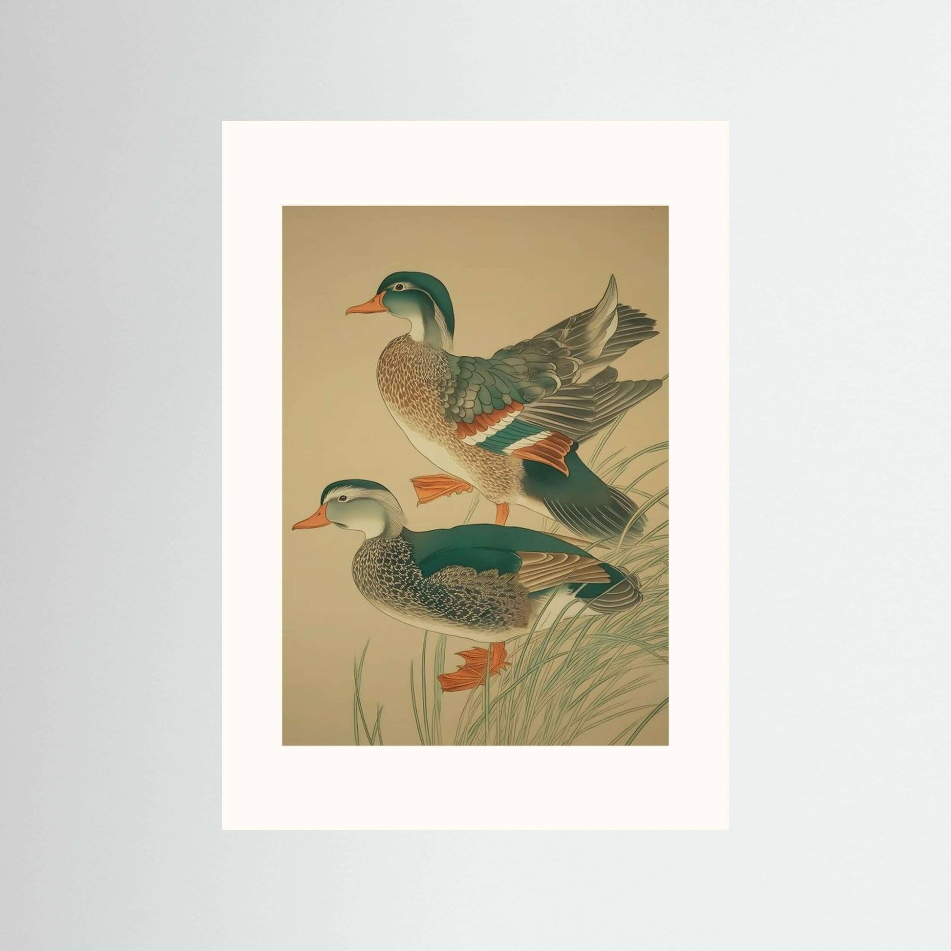 Twin Mandarins — Elegant Duck Pair Japanese-Style Wall Art