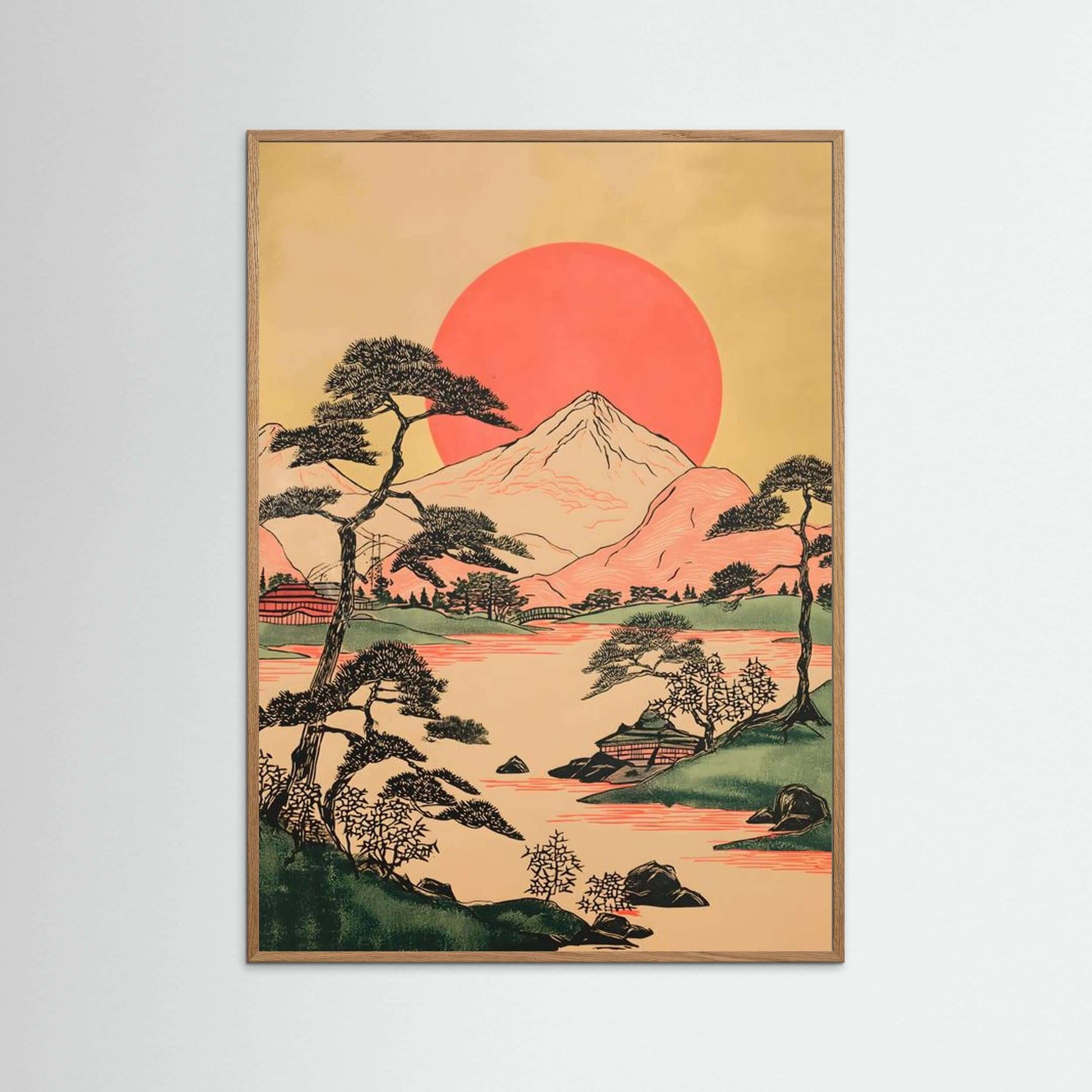 Rising Sun Over Fuji — Japanese Landscape Wall Art Print