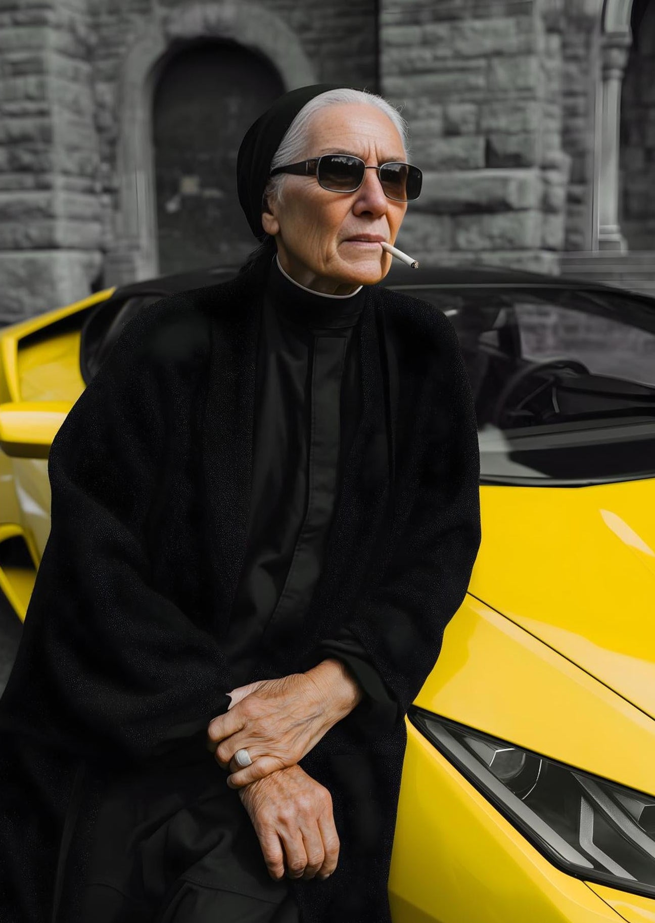 Rebel Nun Wall Art – Cinematic Luxury Portrait Canvas Print