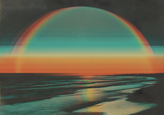 Horizon Echo – Abstract Sunset Ocean Canvas Art Print