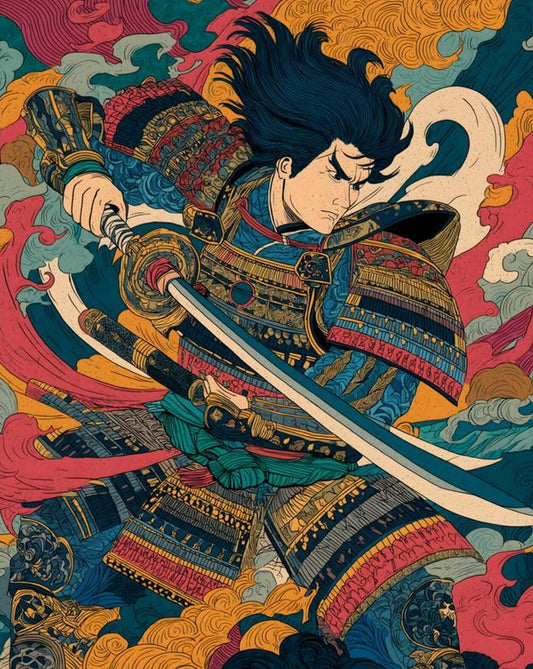 Colorful Samurai Warrior Ukiyo-e Art Print Poster