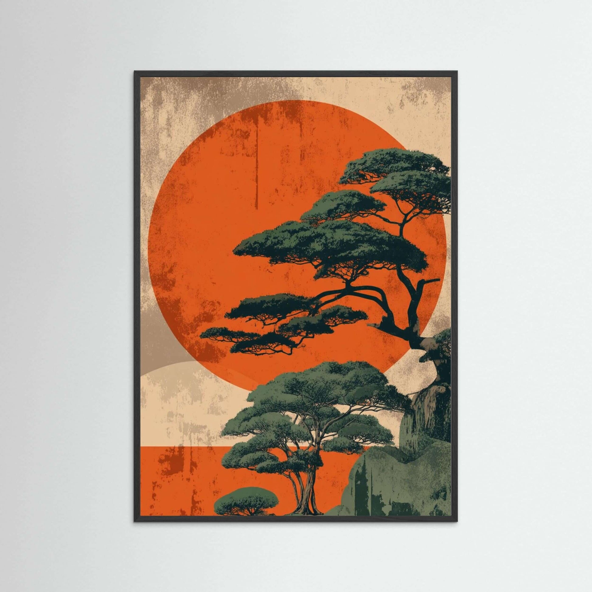  Japandi pine tree wall art-Enduring Stillness 