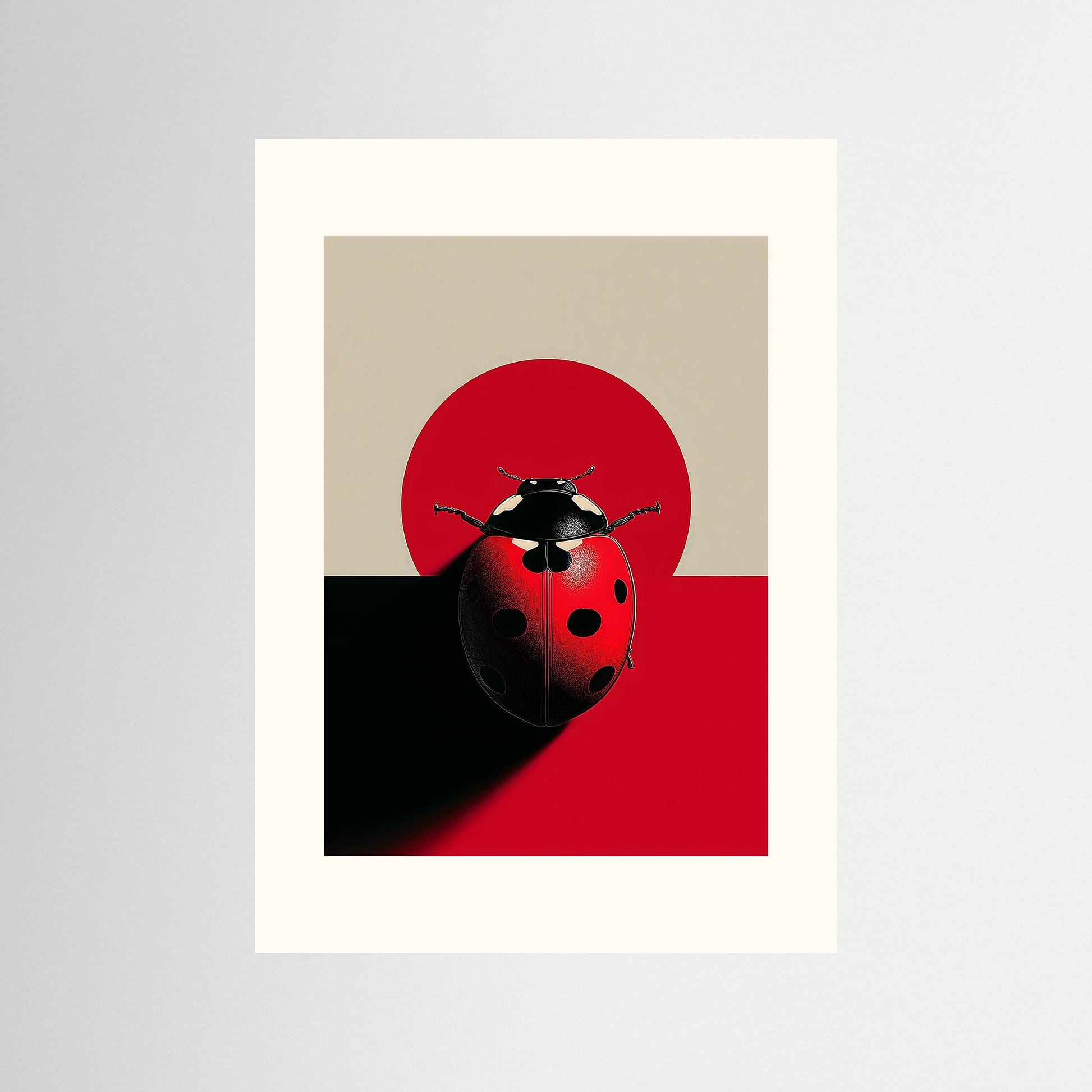 Minimalist Ladybug Wall Art – Modern Red & Black Symbolic Print