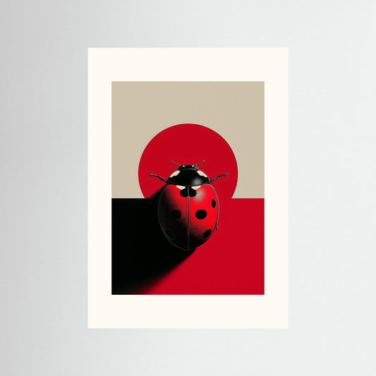 Minimalist Ladybug Wall Art – Modern Red & Black Symbolic Print
