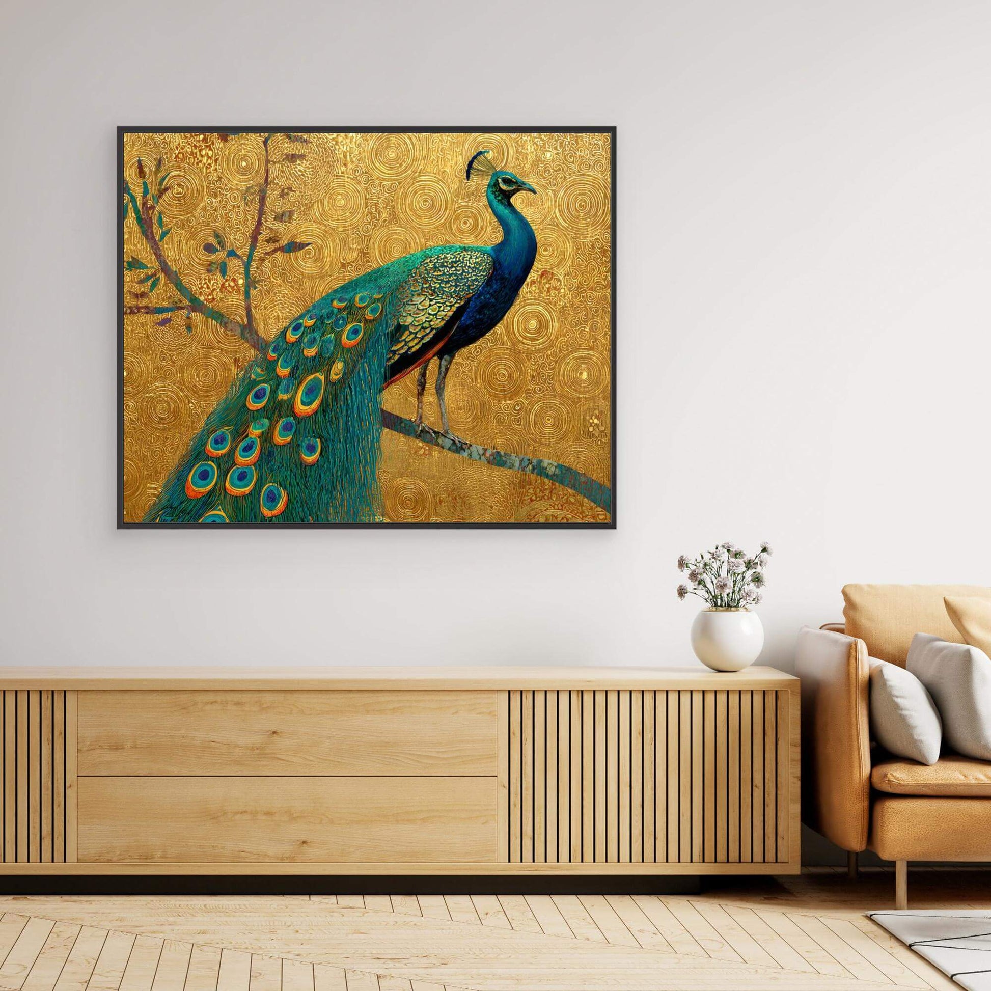 Art Nouveau Peacock Print | Klimt Style Gold Pattern Bird Art