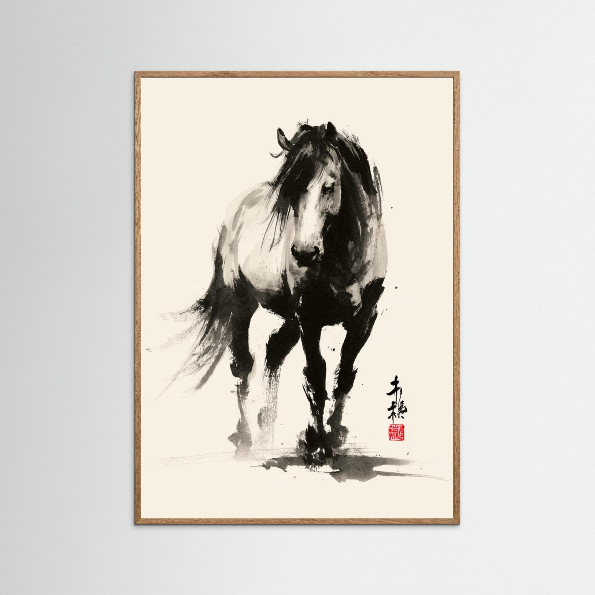 Unbroken Spirit – Minimalist Ink Horse Wall Art