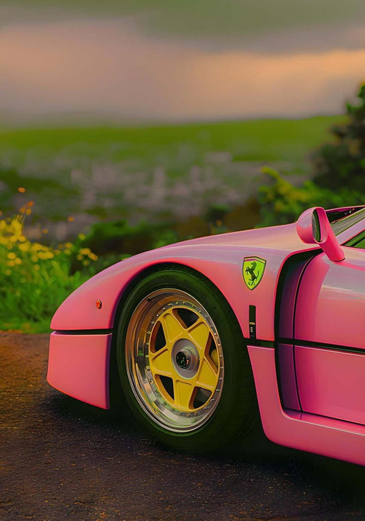  pink supercar wall art-Pink Supercar Detail Wall Art