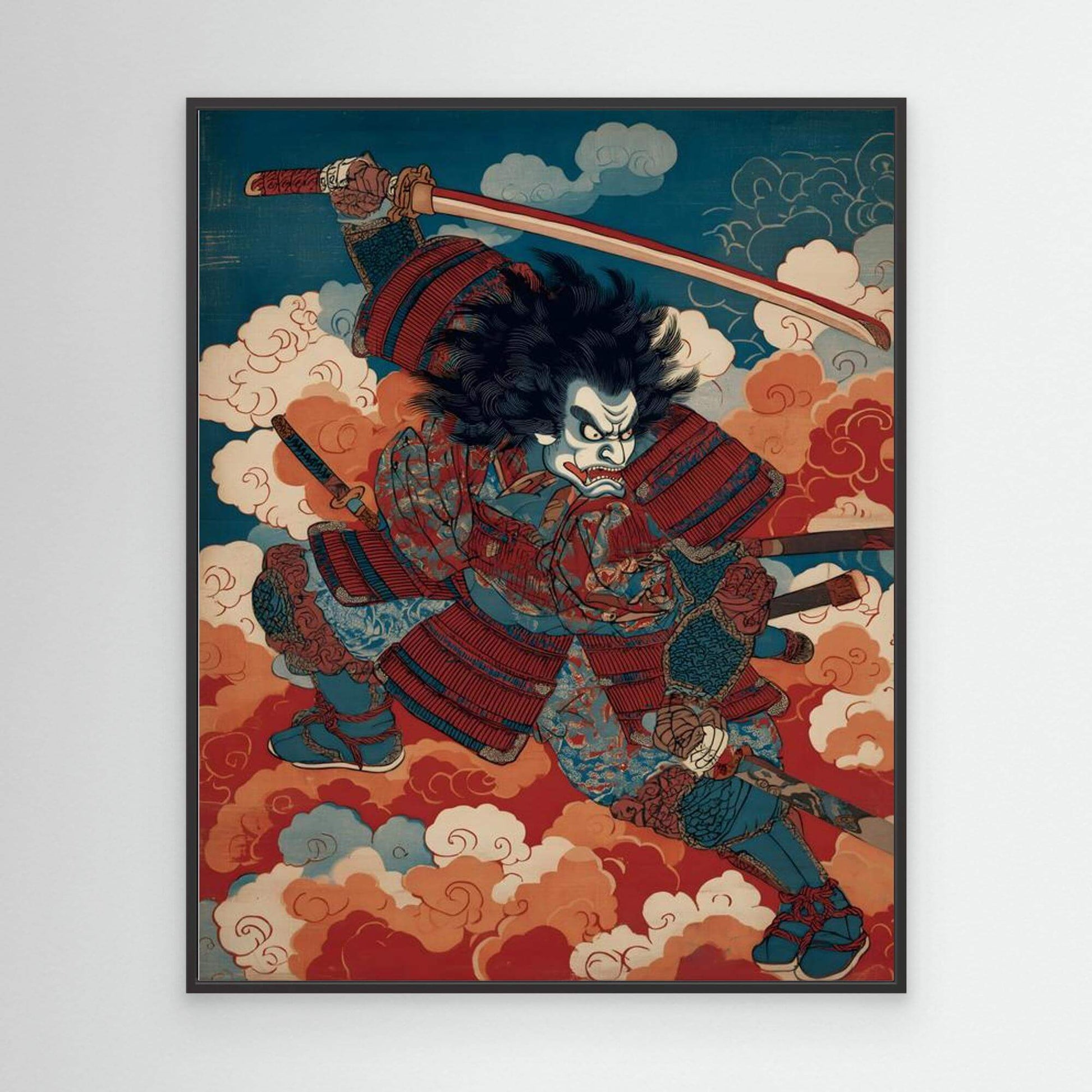 Japanese Samurai Warrior Ukiyo-e Art Print Katana
