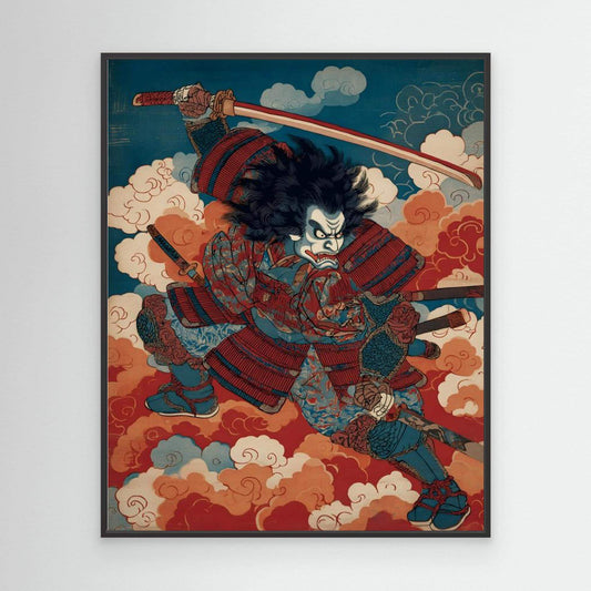 Japanese Samurai Warrior Ukiyo-e Art Print Katana