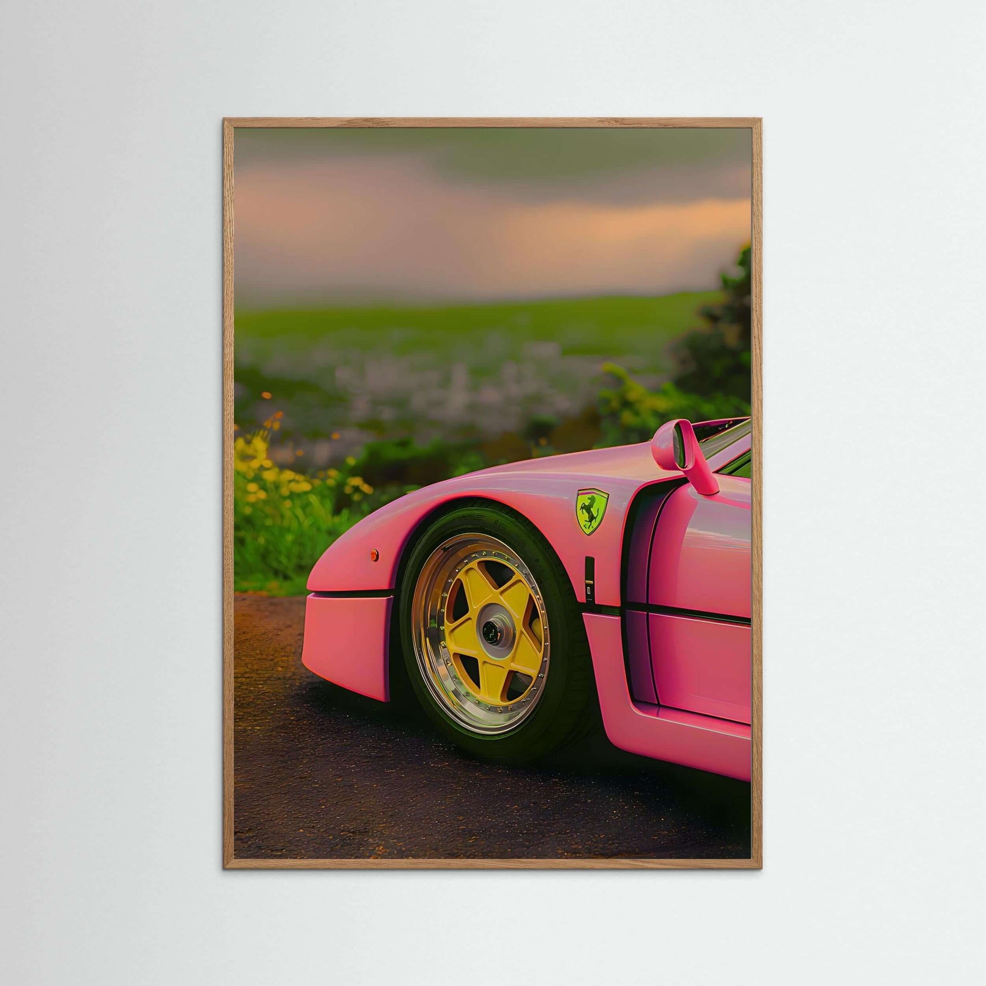  pink supercar wall art-Pink Supercar Detail Wall Art