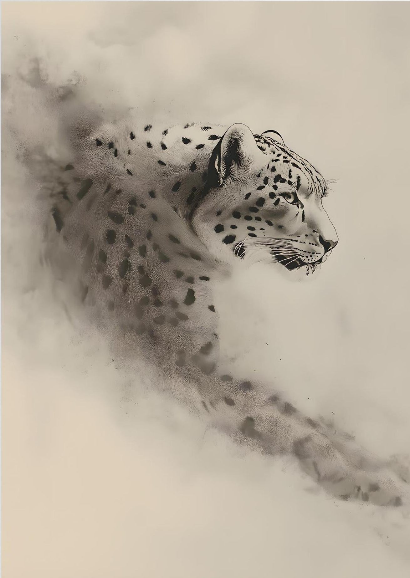 Silent Leopard – Minimalist Wildlife Wall Print