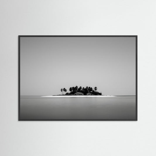Minimalist Black and White Tropical Island