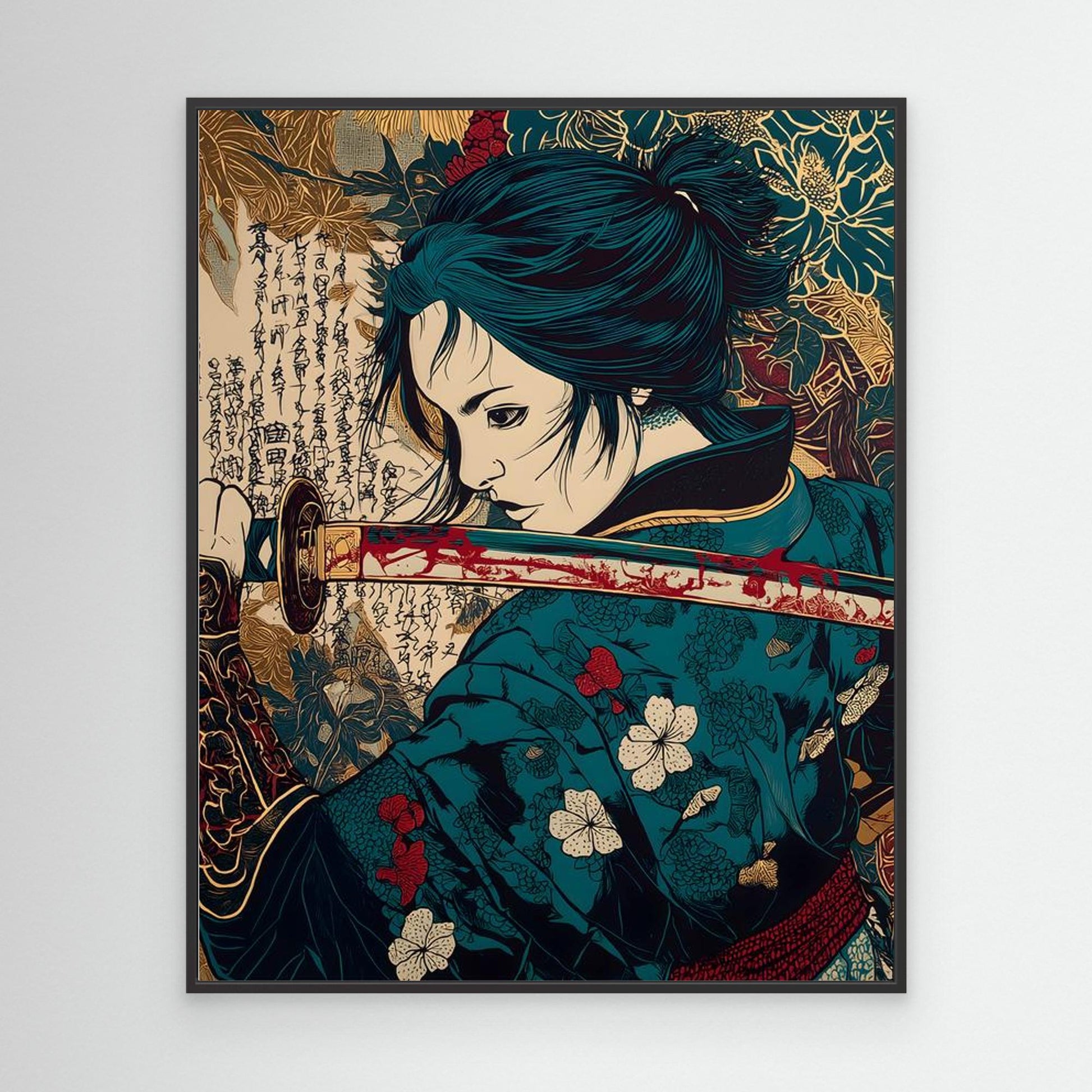 Female Samurai Blood Katana Ukiyo-e Art Print