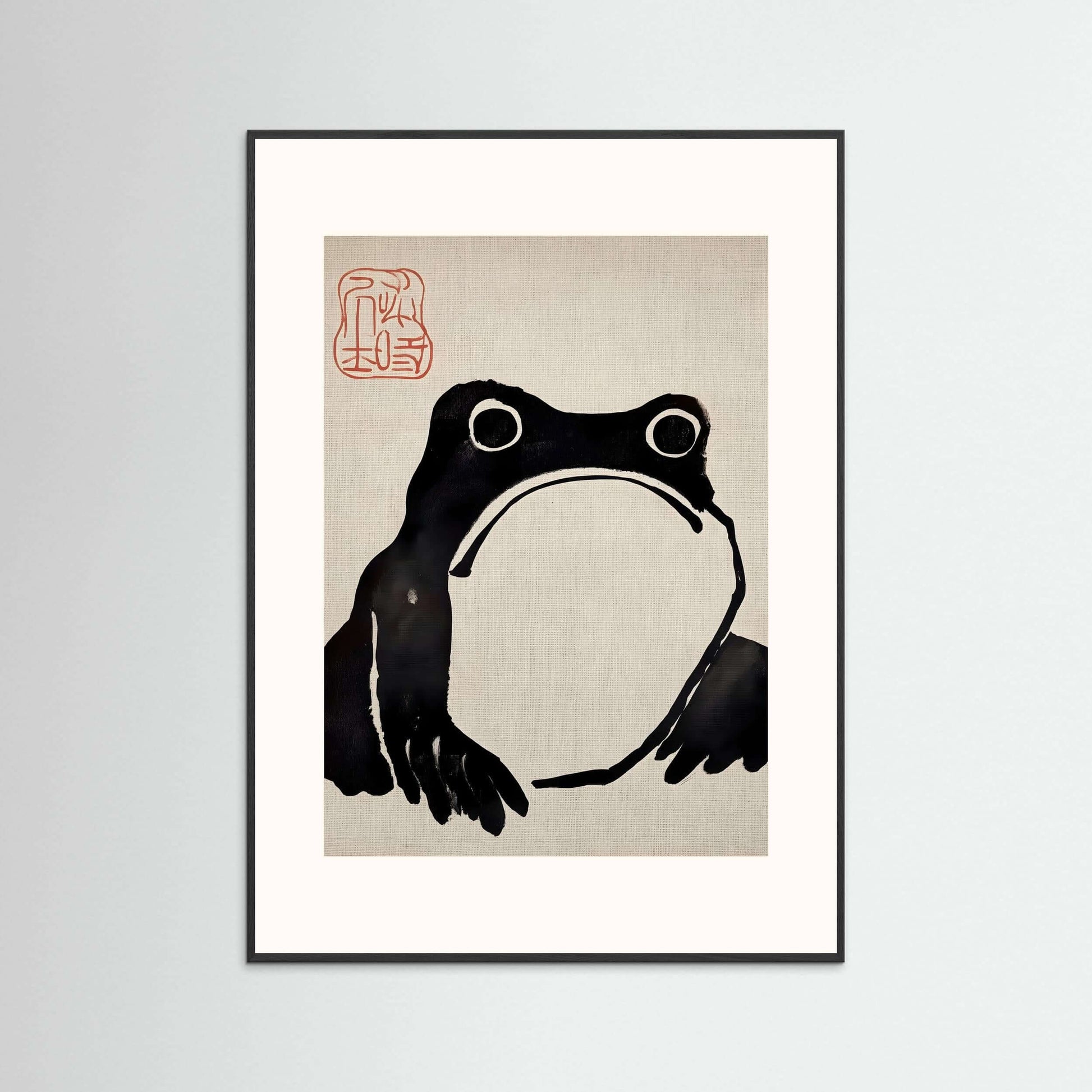 Japanese ink frog wall art-Zen Frog 