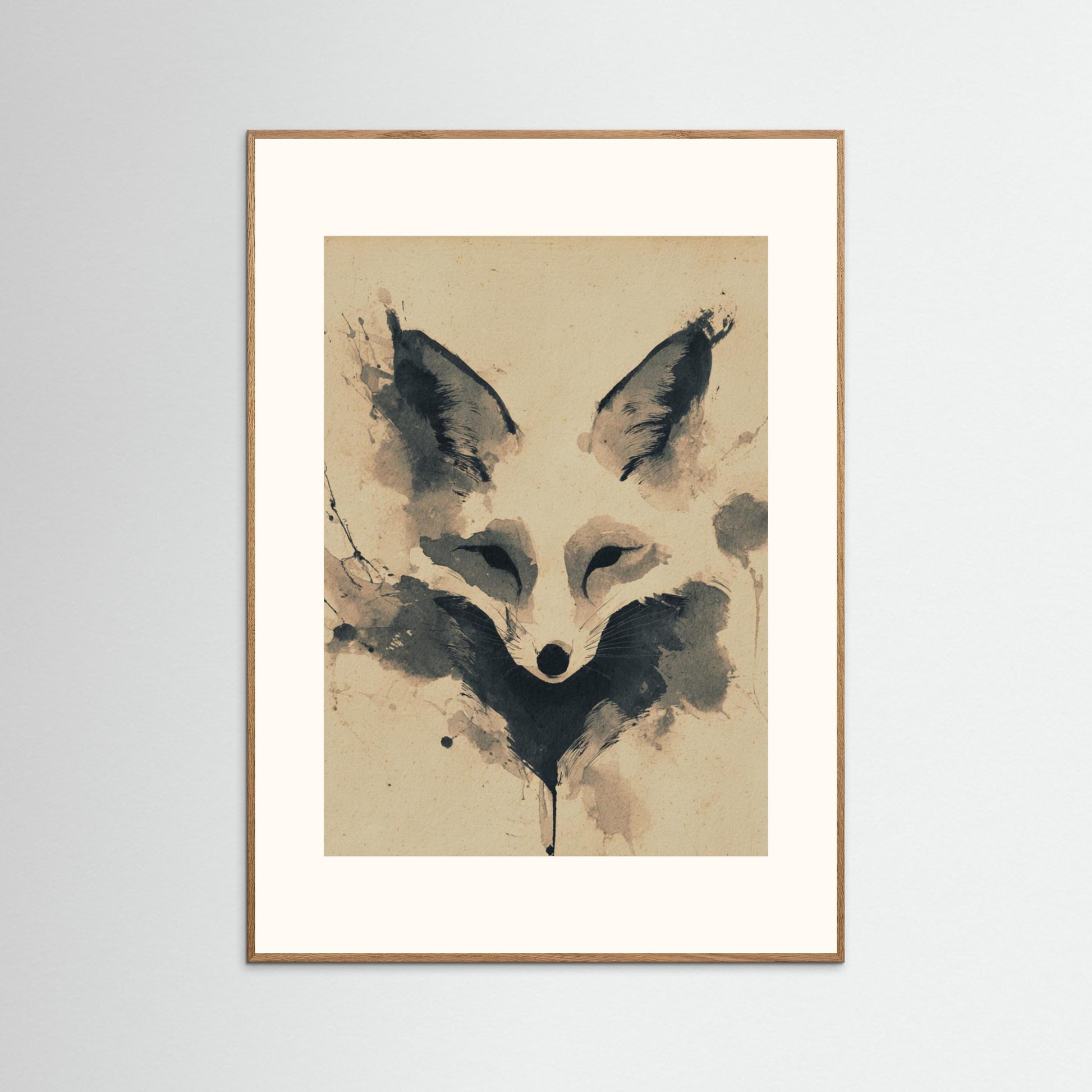 Veil of Cunning – Minimalist Ink Fox Wall Art