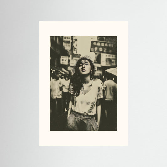 Vintage Urban Street Portrait Wall Art – Cinematic Black & White Photography Print