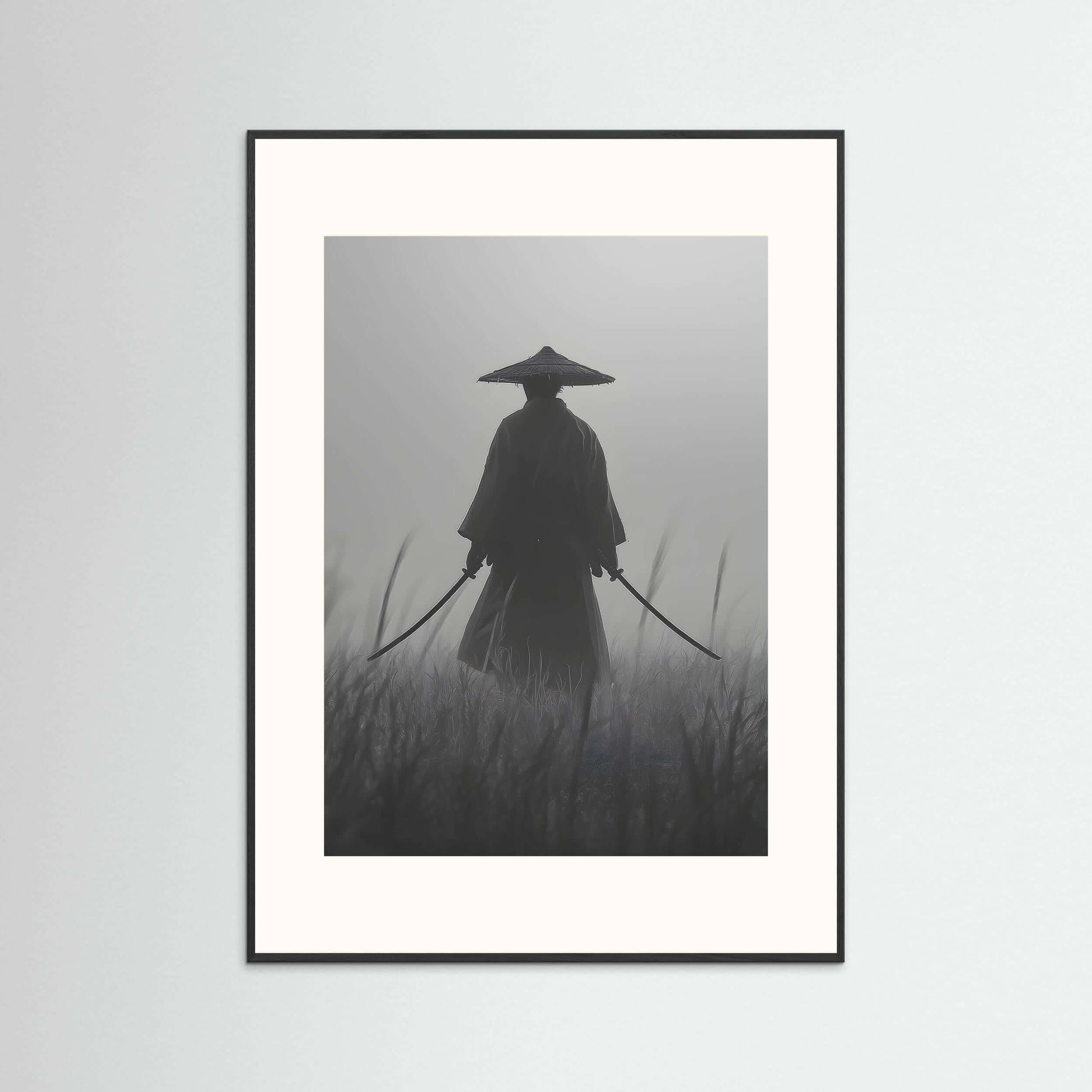 Monochrome Samurai Wall Art – Cinematic Warrior Canvas Print