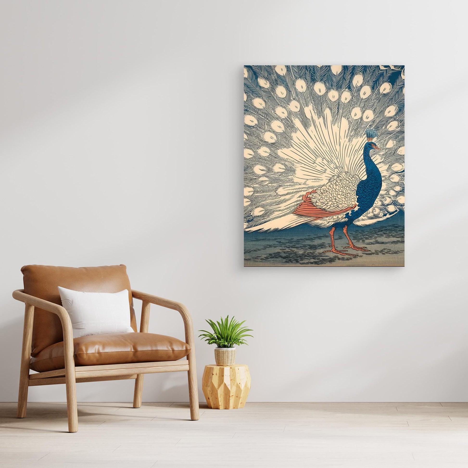 Peacock Ukiyo-e Art Print Japanese Woodblock Style