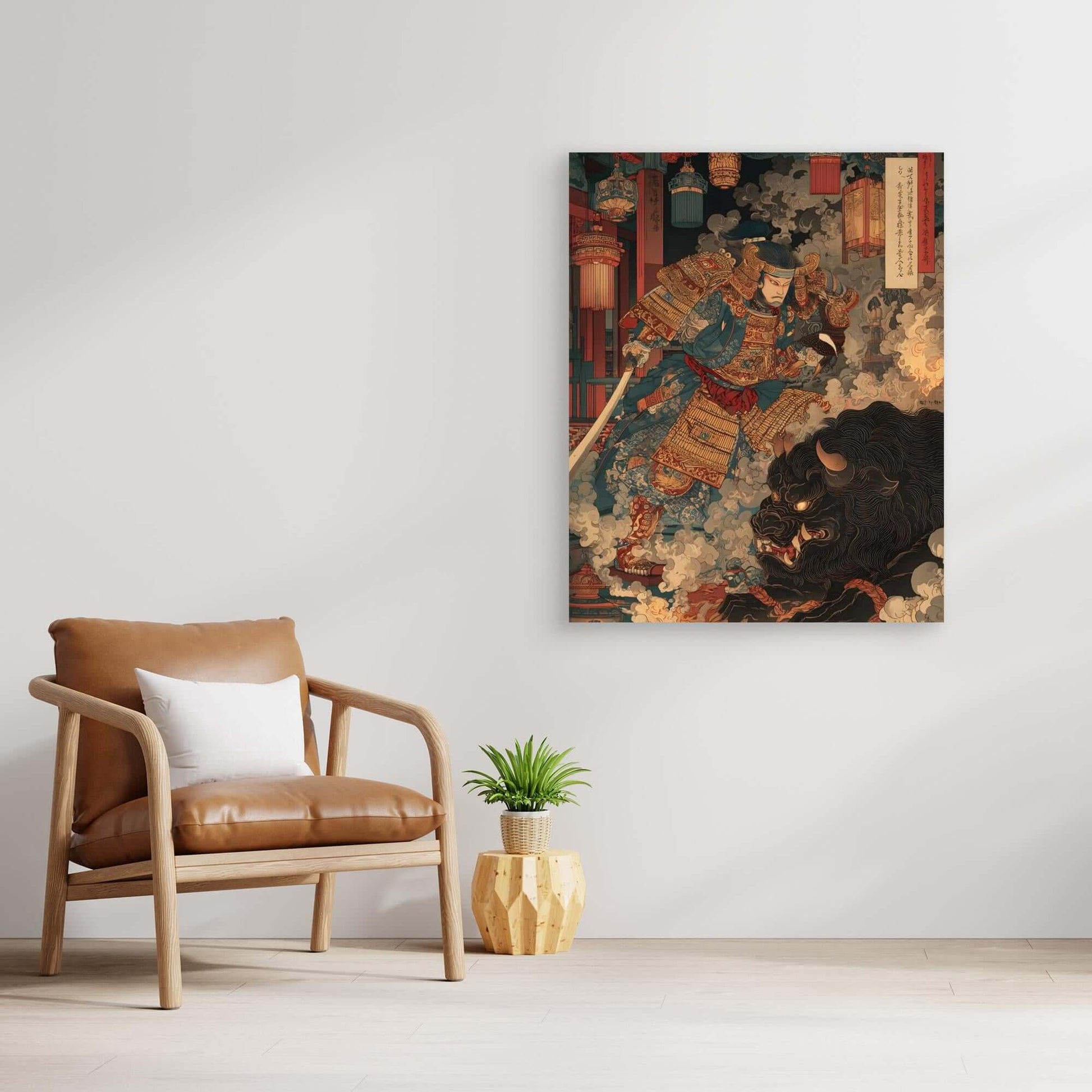 Japanese Samurai Demon Battle Art | Ukiyo-e Warrior Print