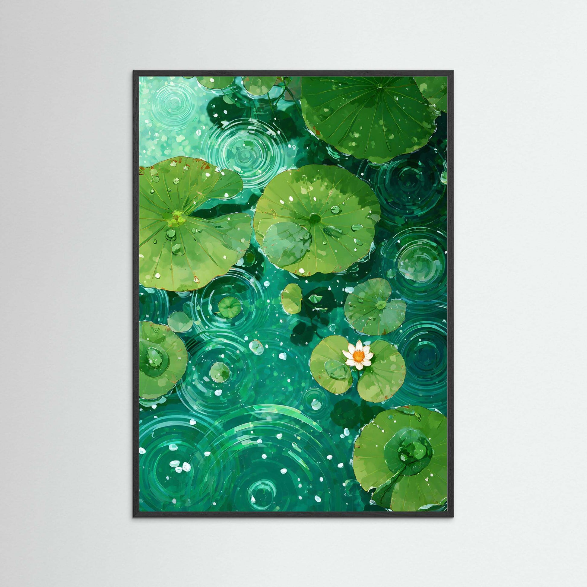 japandi lotus pond wall art-Still Water Garden