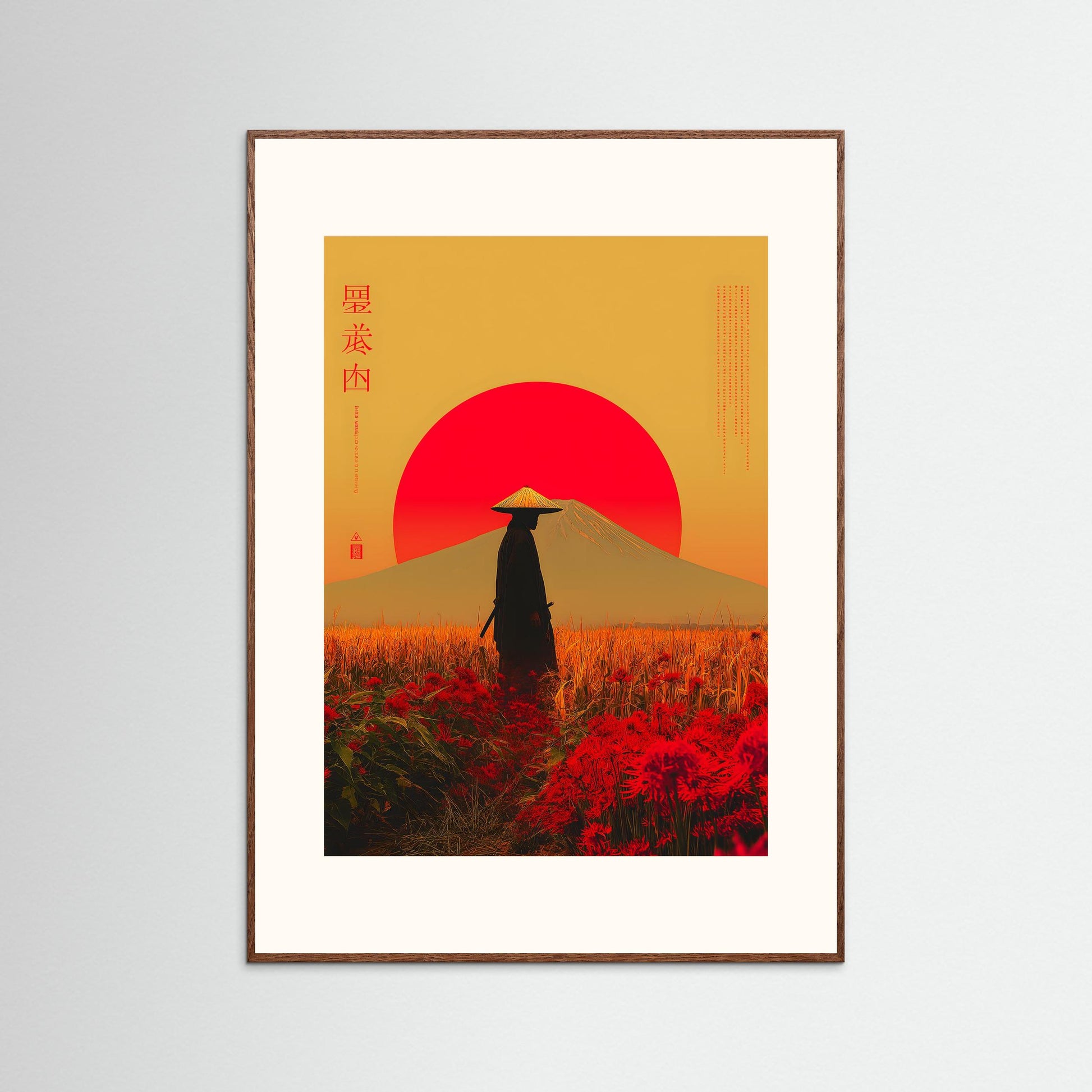 Japanese Samurai Sunset Wall Art – Modern Asian-Inspired Landscape Print