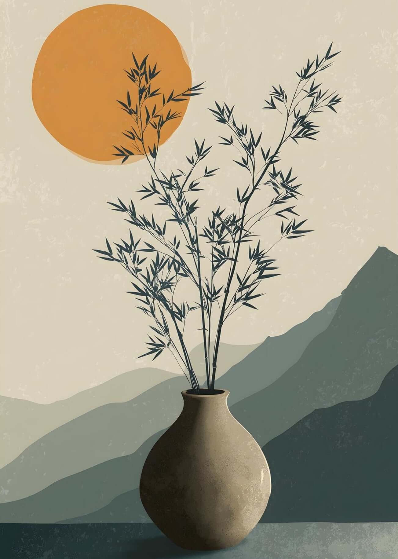 Still Light – Japandi-Inspired Minimalist Botanical Wall Art Print