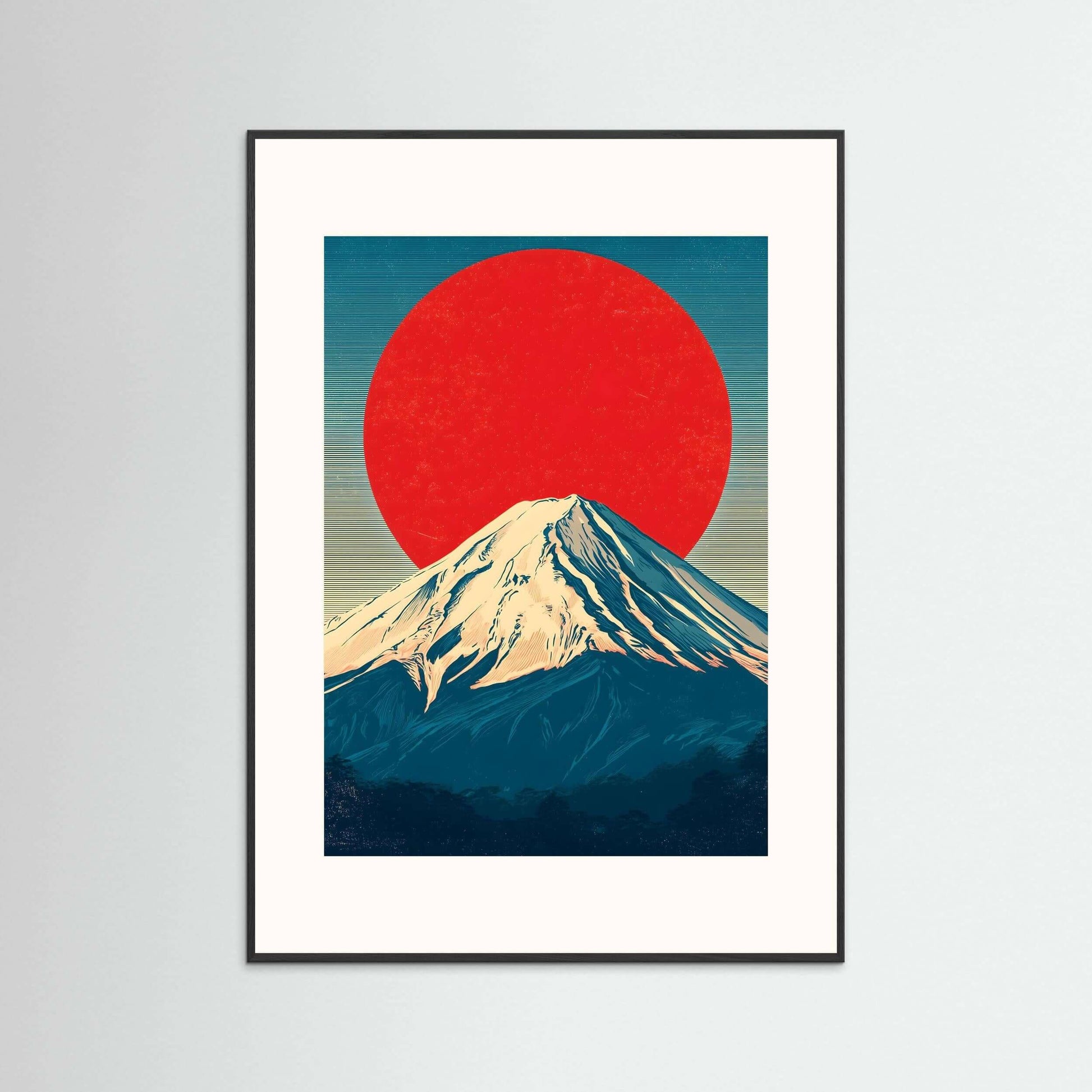 minimalist mountain canvas art-Rising Sun Over Fuji 
