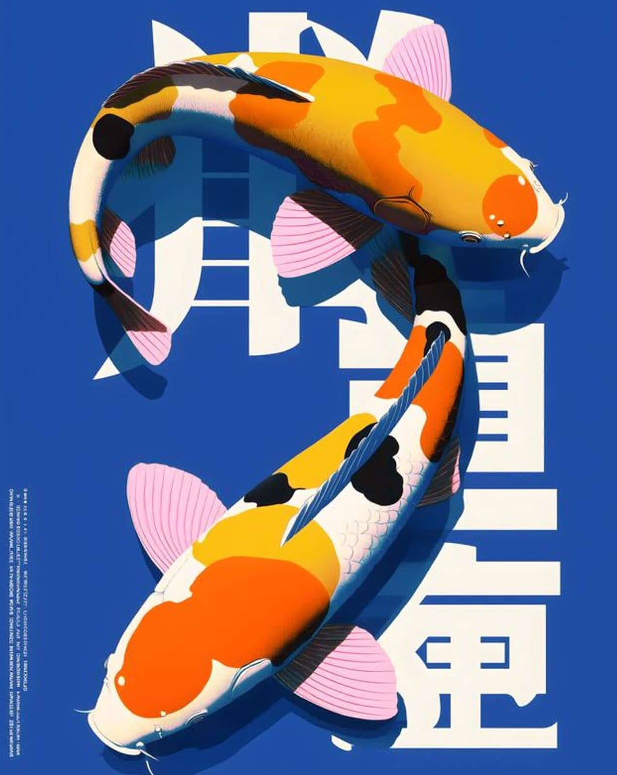 Japanese Koi Fish Art Canvas | Bold Contemporary Illustration Print