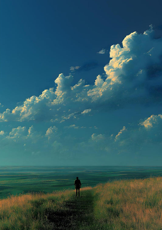Lone Horizon Landscape Print – Cinematic Sky Wall Print for Modern Interiors