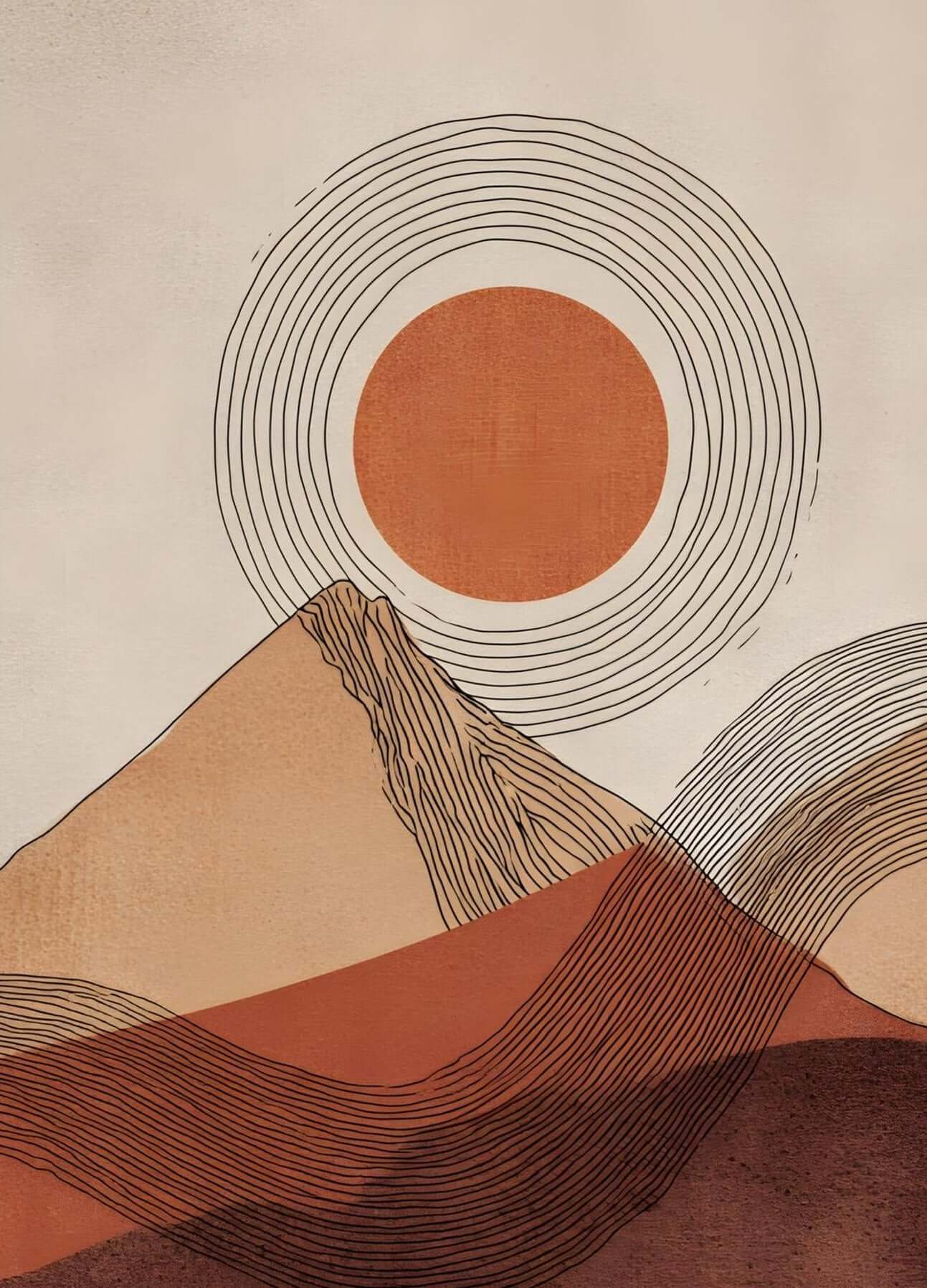 Earth & Horizon – Japandi-Inspired Minimalist Landscape Wall Art Print