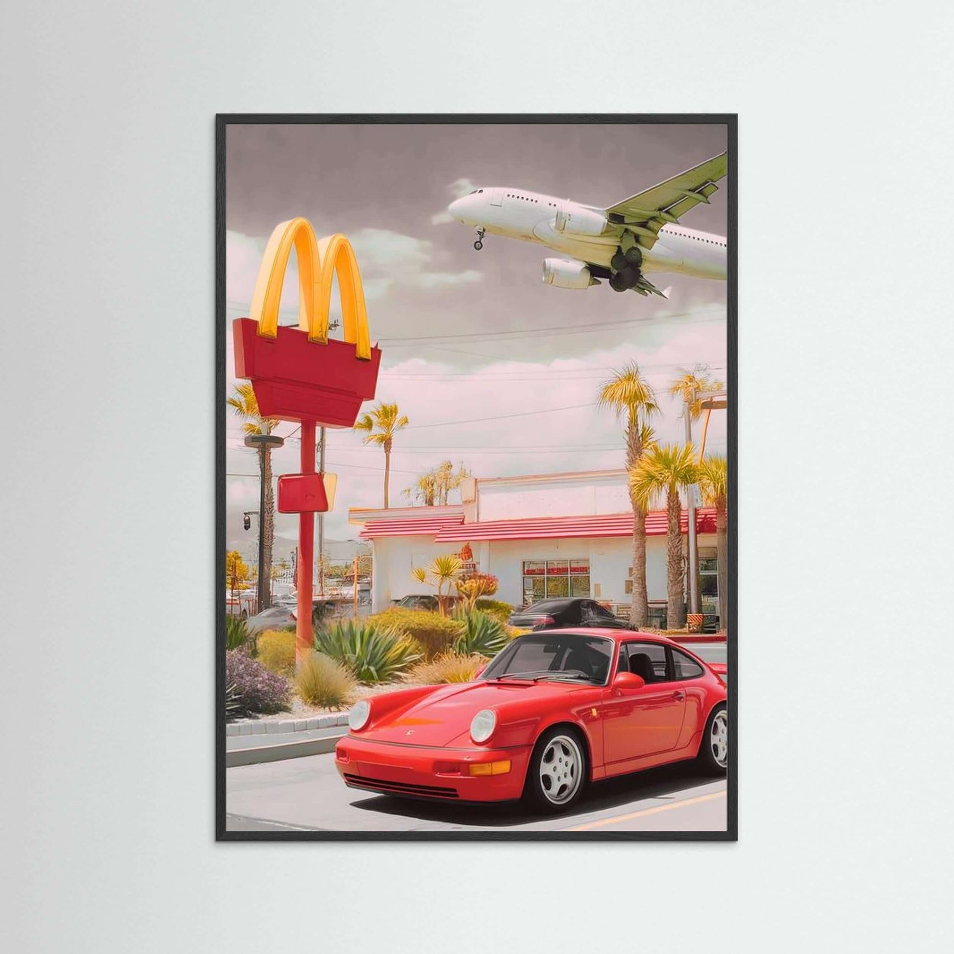 Retro McDonald's Drive-Thru Porsche 911 Airplane Art Print