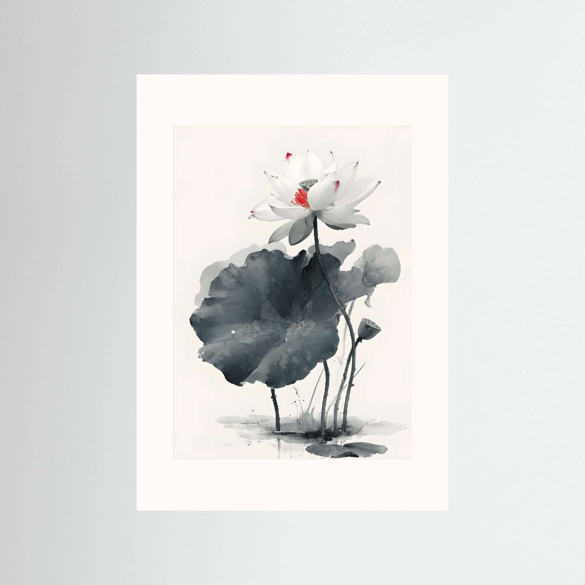  minimalist lotus flower art-White Lotus Awakening 