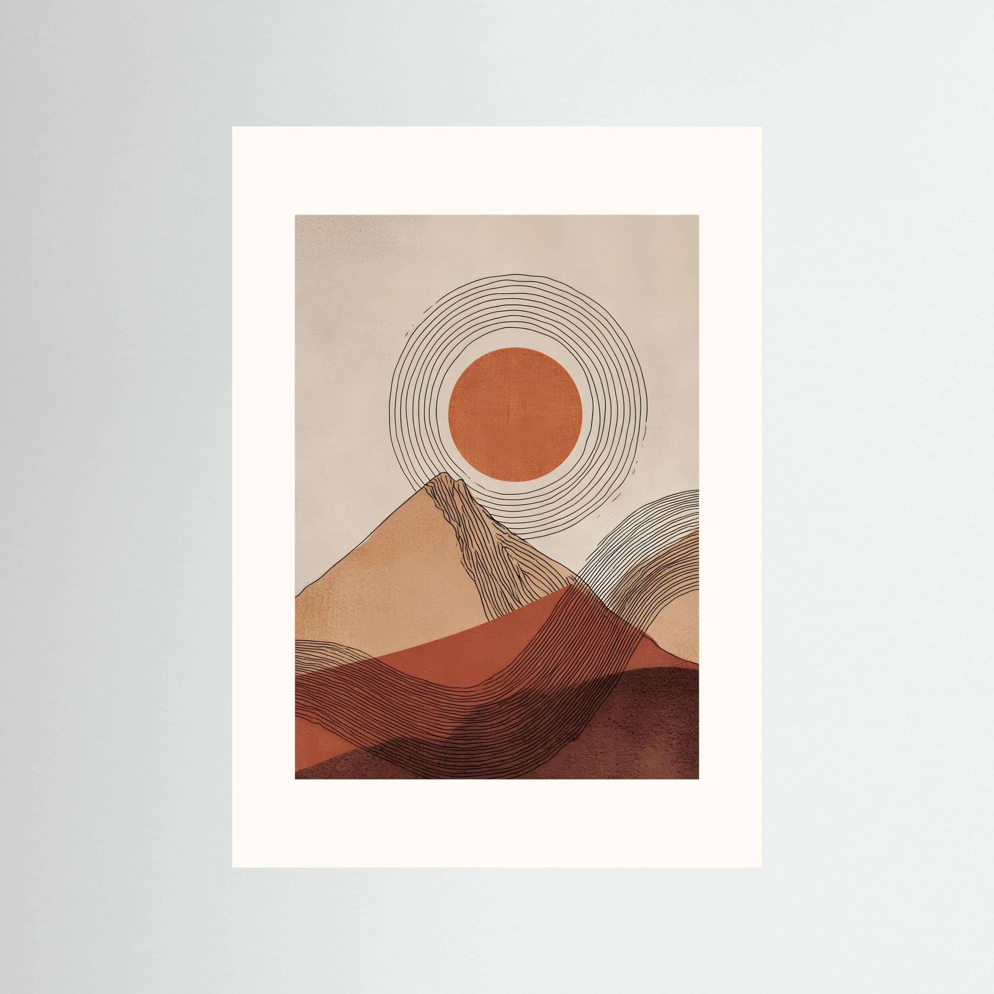 Earth & Horizon – Japandi-Inspired Minimalist Landscape Wall Art Print