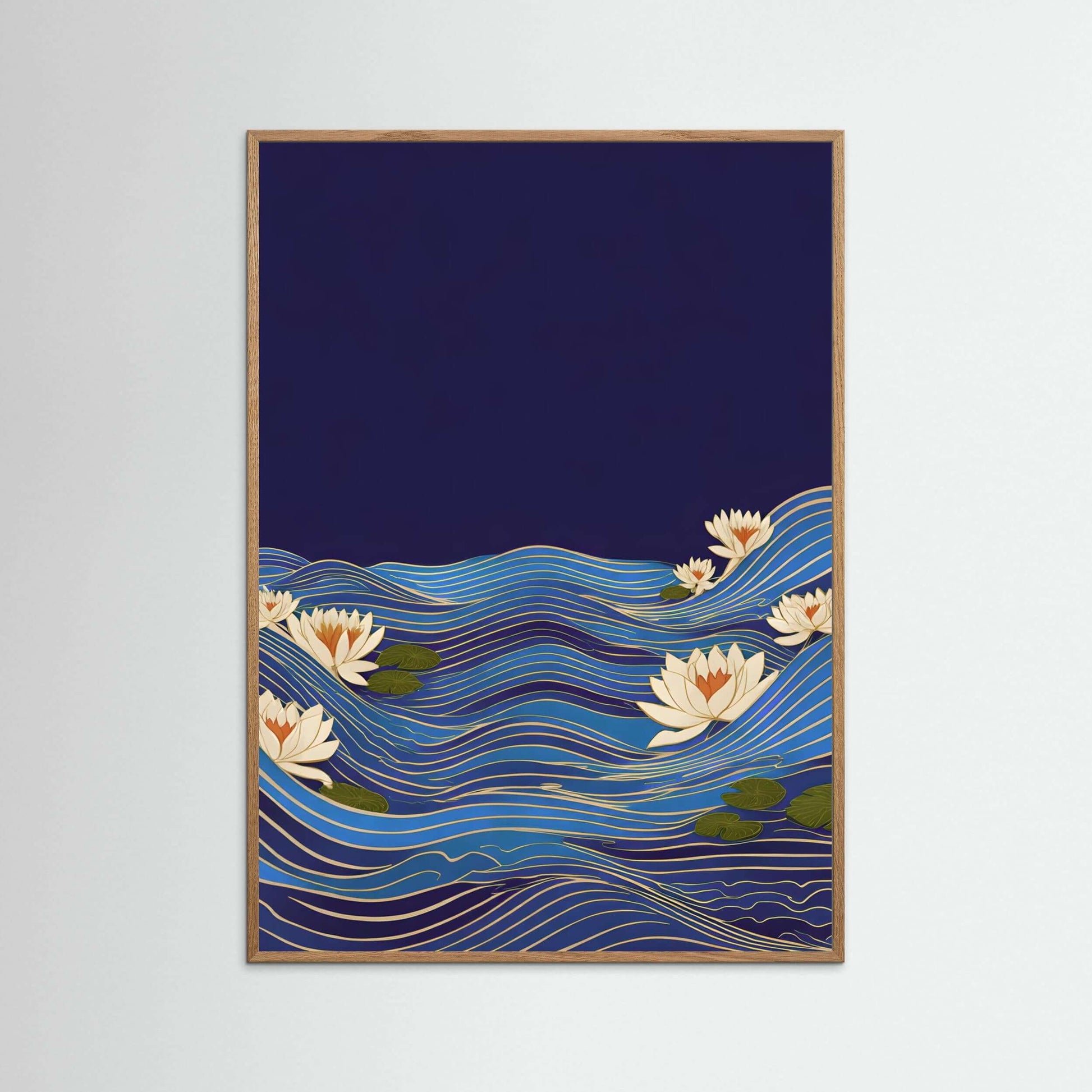  Japandi minimalist wall art print-Midnight Lotus Drift