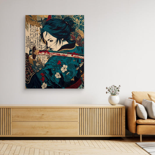 Female Samurai Blood Katana Ukiyo-e Art Print
