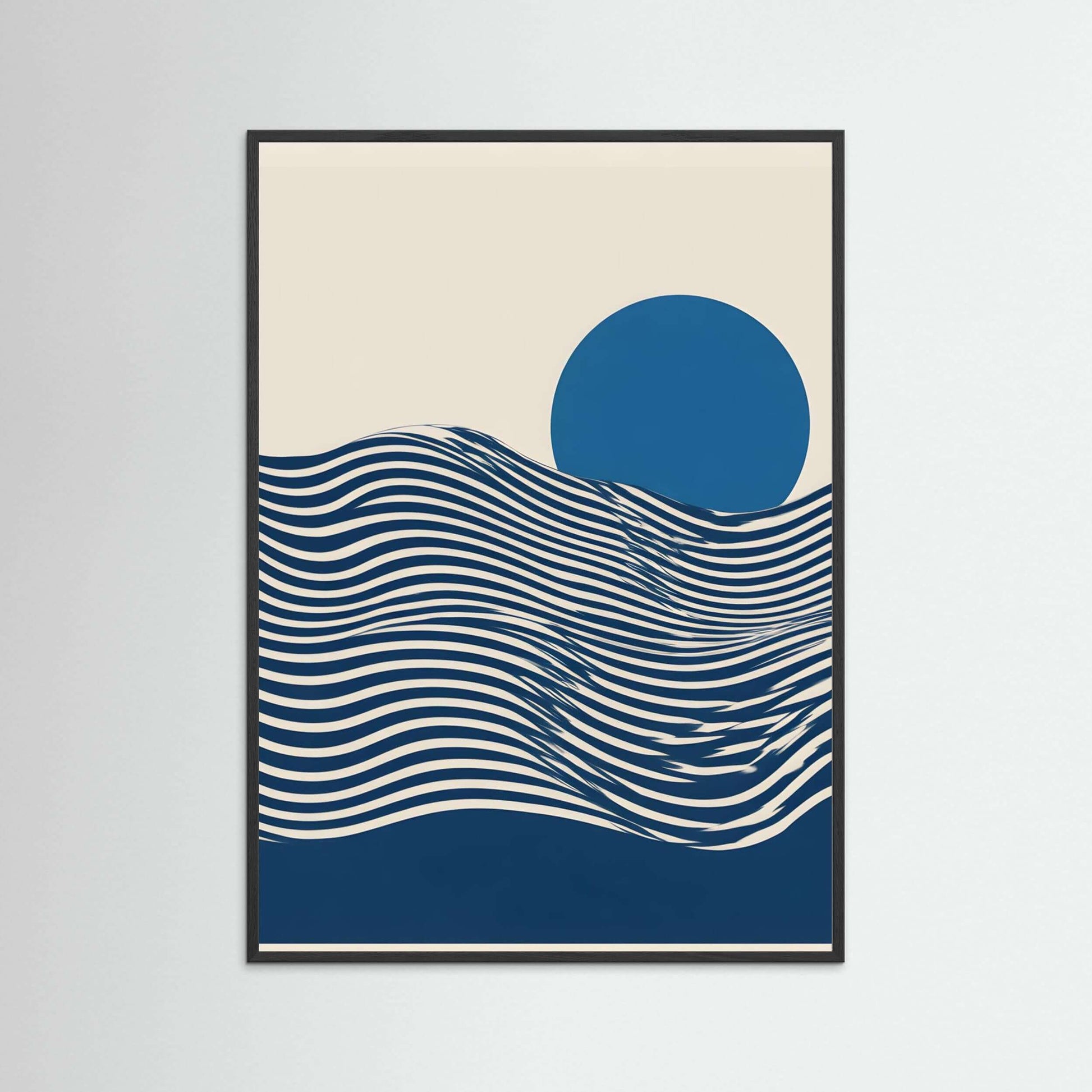 Japandi minimalist wall art print-Indigo Horizon