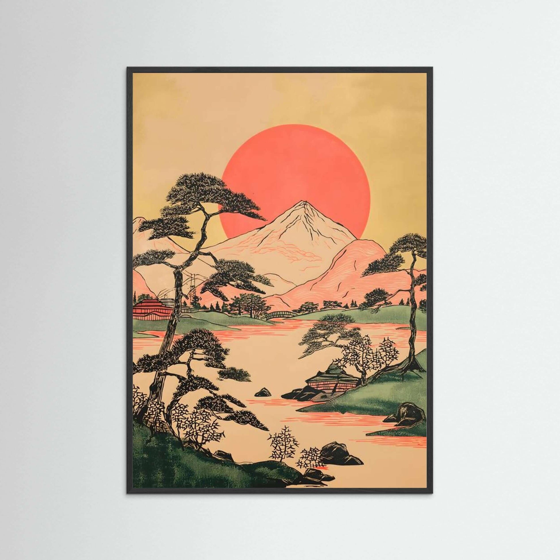 Rising Sun Over Fuji — Japanese Landscape Wall Art Print
