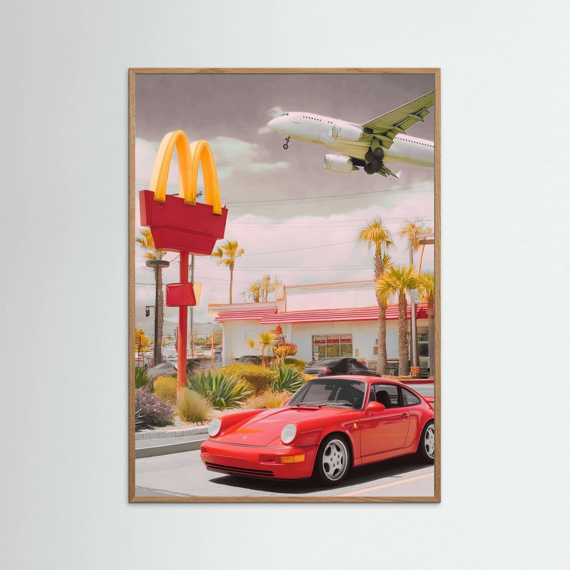 Retro McDonald's Drive-Thru Porsche 911 Airplane Art Print