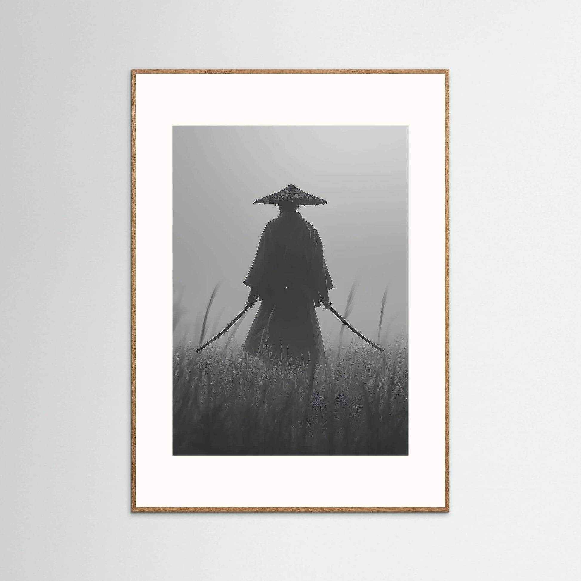 Monochrome Samurai Wall Art – Cinematic Warrior Canvas Print